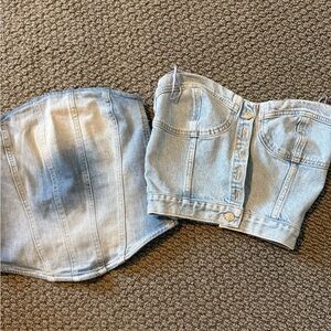 Zara denim corset tube top set new xs